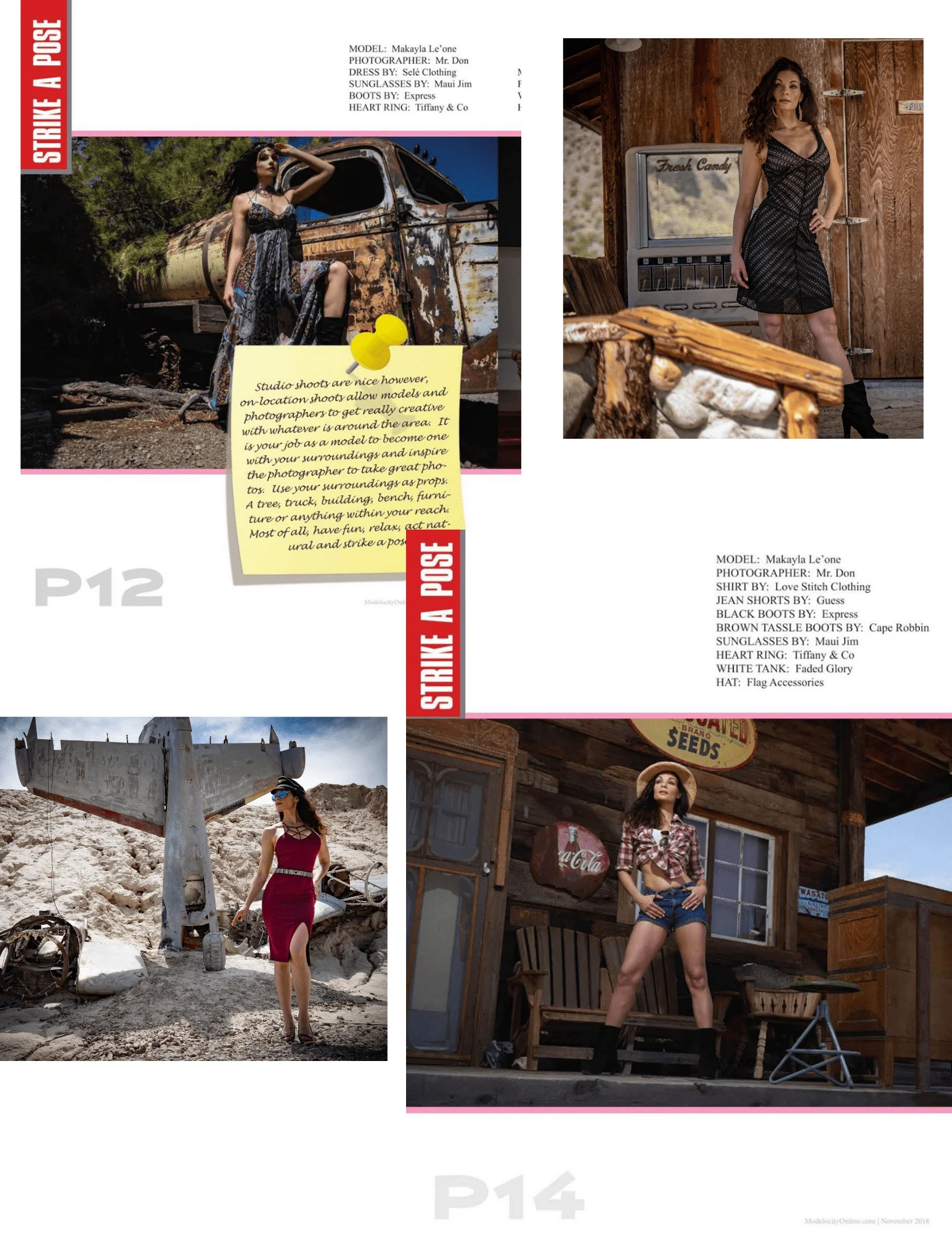 Modeling collage: Strike a Pose magazine feature pages