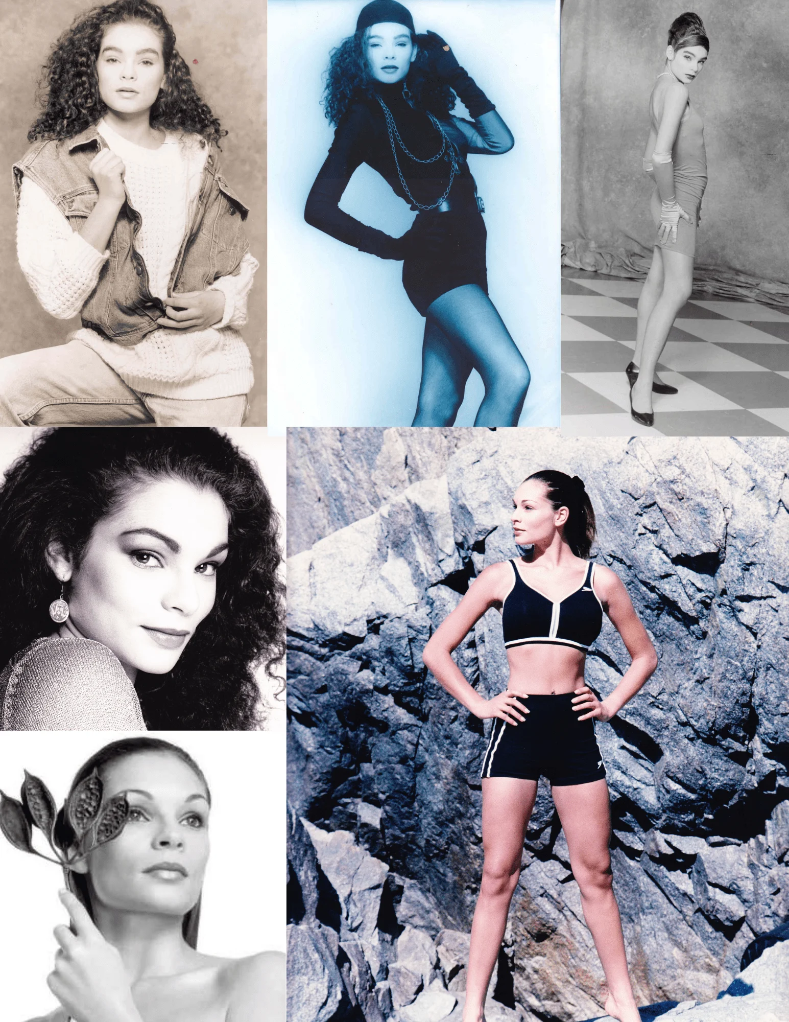 Modeling collage: early portfolio photographs