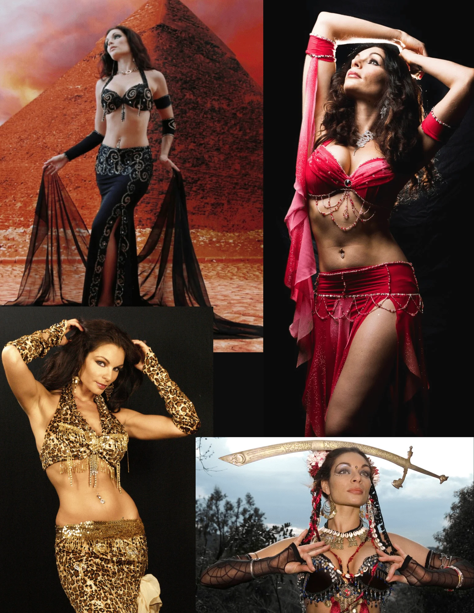 Collage of Makayla Léone in belly dance costumes